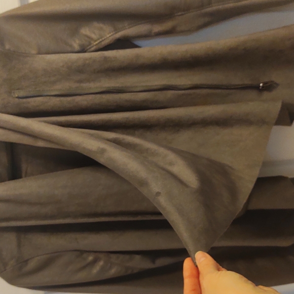 NEW! Asymmetrical Moto Drape Front Zip-Up Faux Leather/Suede Jacket - Picture 5 of 16